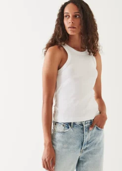 PATRICK ASSARAF Pima Cotton Stretch High Neck Tank|Women T-Shirts