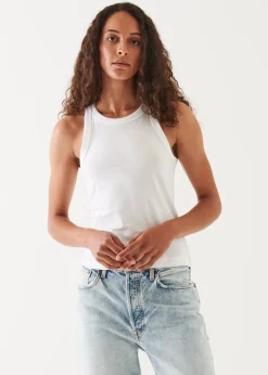 PATRICK ASSARAF Pima Cotton Stretch High Neck Tank|Women T-Shirts