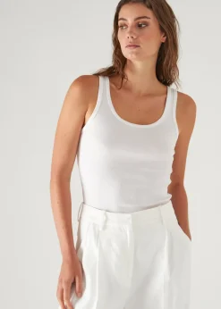 PATRICK ASSARAF Pima Cotton Stretch High Crew Rib Tank|Women T-Shirts