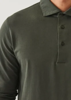 PATRICK ASSARAF Pima Cotton Stretch Long Sleeve Polo|Men Polos