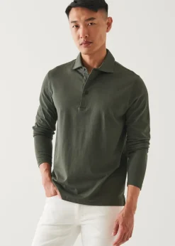 PATRICK ASSARAF Pima Cotton Stretch Long Sleeve Polo|Men Polos