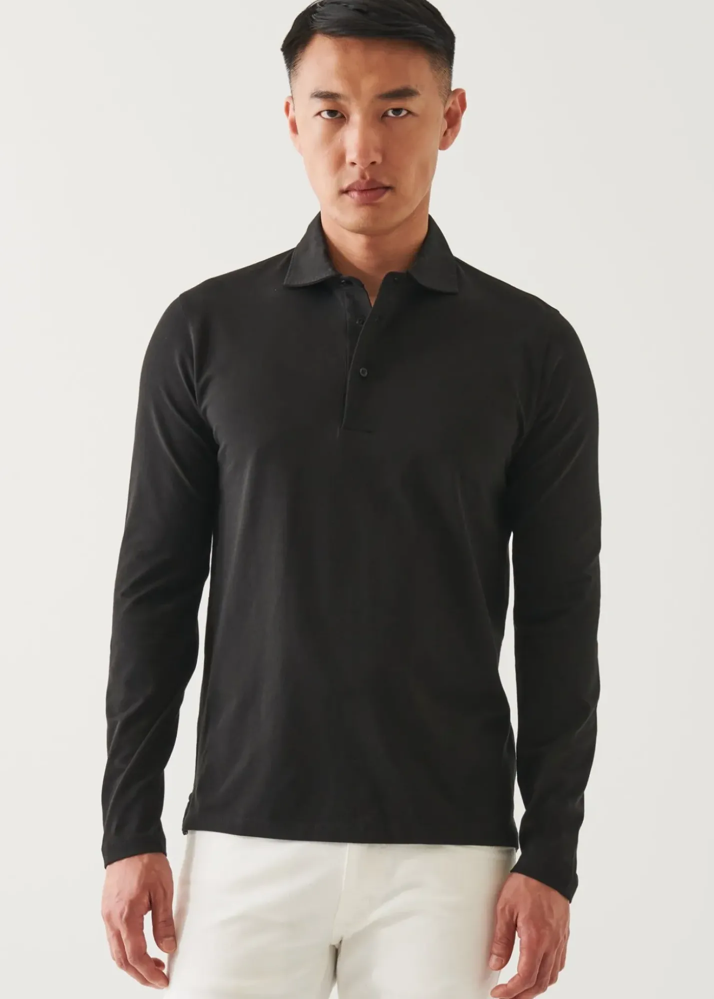 PATRICK ASSARAF Pima Cotton Stretch Long Sleeve Polo|Men Polos