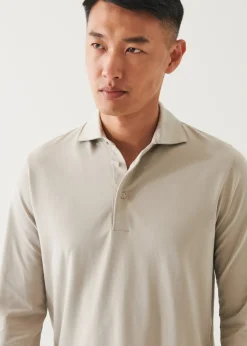 PATRICK ASSARAF Pima Cotton Stretch Long Sleeve Polo|Men Polos