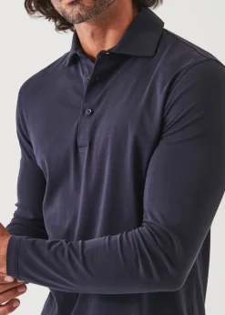 PATRICK ASSARAF Pima Cotton Stretch Long Sleeve Polo|Men Polos