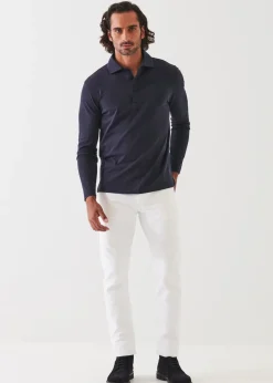 PATRICK ASSARAF Pima Cotton Stretch Long Sleeve Polo|Men Polos