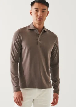PATRICK ASSARAF Pima Cotton Stretch Long Sleeve Polo|Men Polos