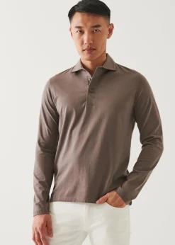 PATRICK ASSARAF Pima Cotton Stretch Long Sleeve Polo|Men Polos