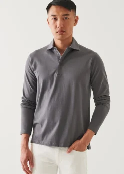 PATRICK ASSARAF Pima Cotton Stretch Long Sleeve Polo|Men Polos