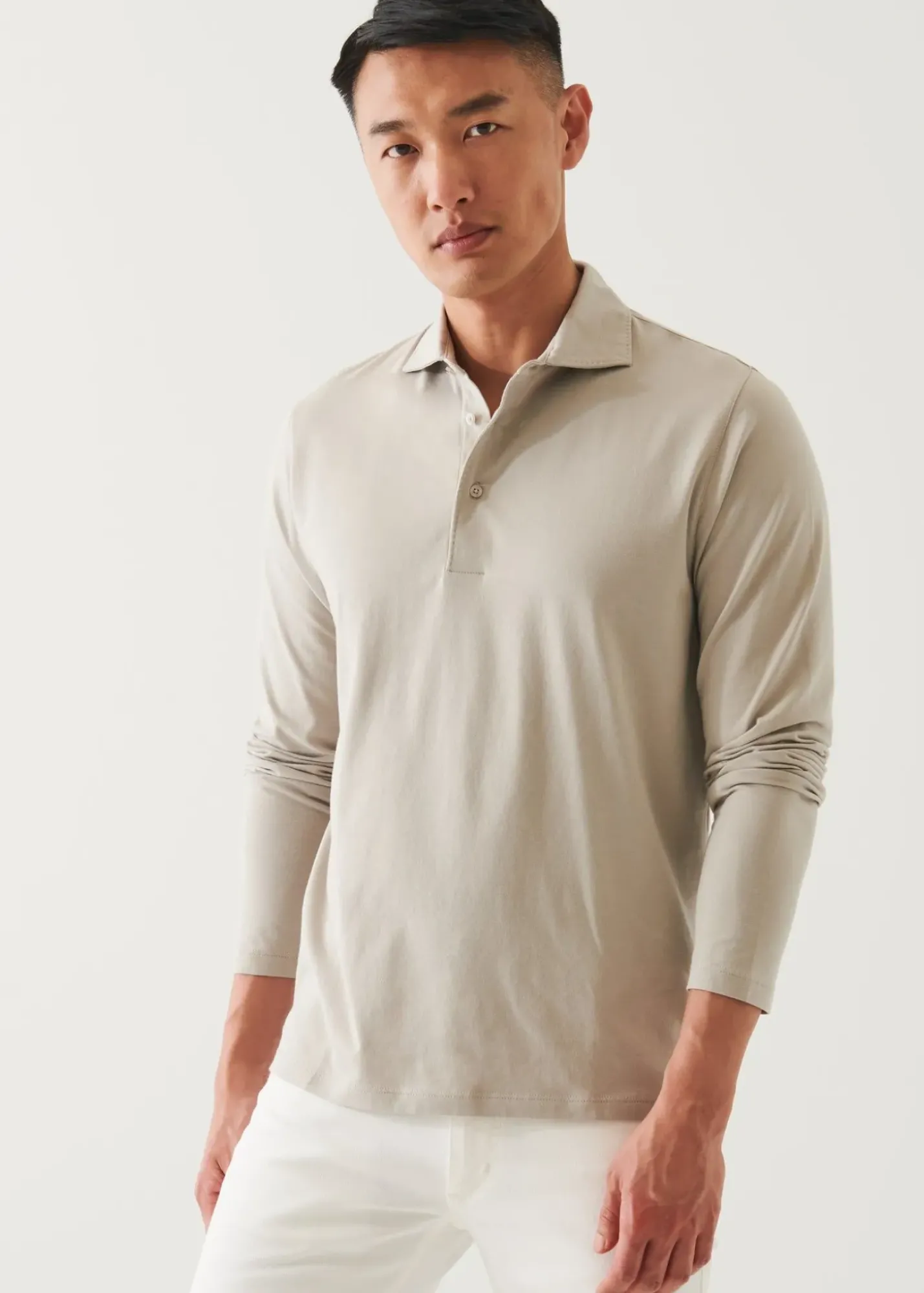 PATRICK ASSARAF Pima Cotton Stretch Long Sleeve Polo|Men Polos