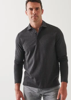 PATRICK ASSARAF Pima Cotton Stretch Long Sleeve Polo|Men Polos