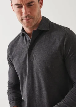 PATRICK ASSARAF Pima Cotton Stretch Long Sleeve Polo|Men Polos