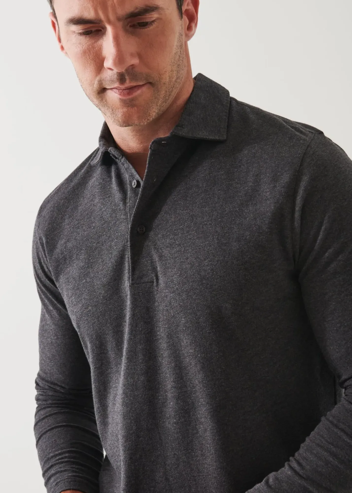 PATRICK ASSARAF Pima Cotton Stretch Long Sleeve Polo|Men Polos