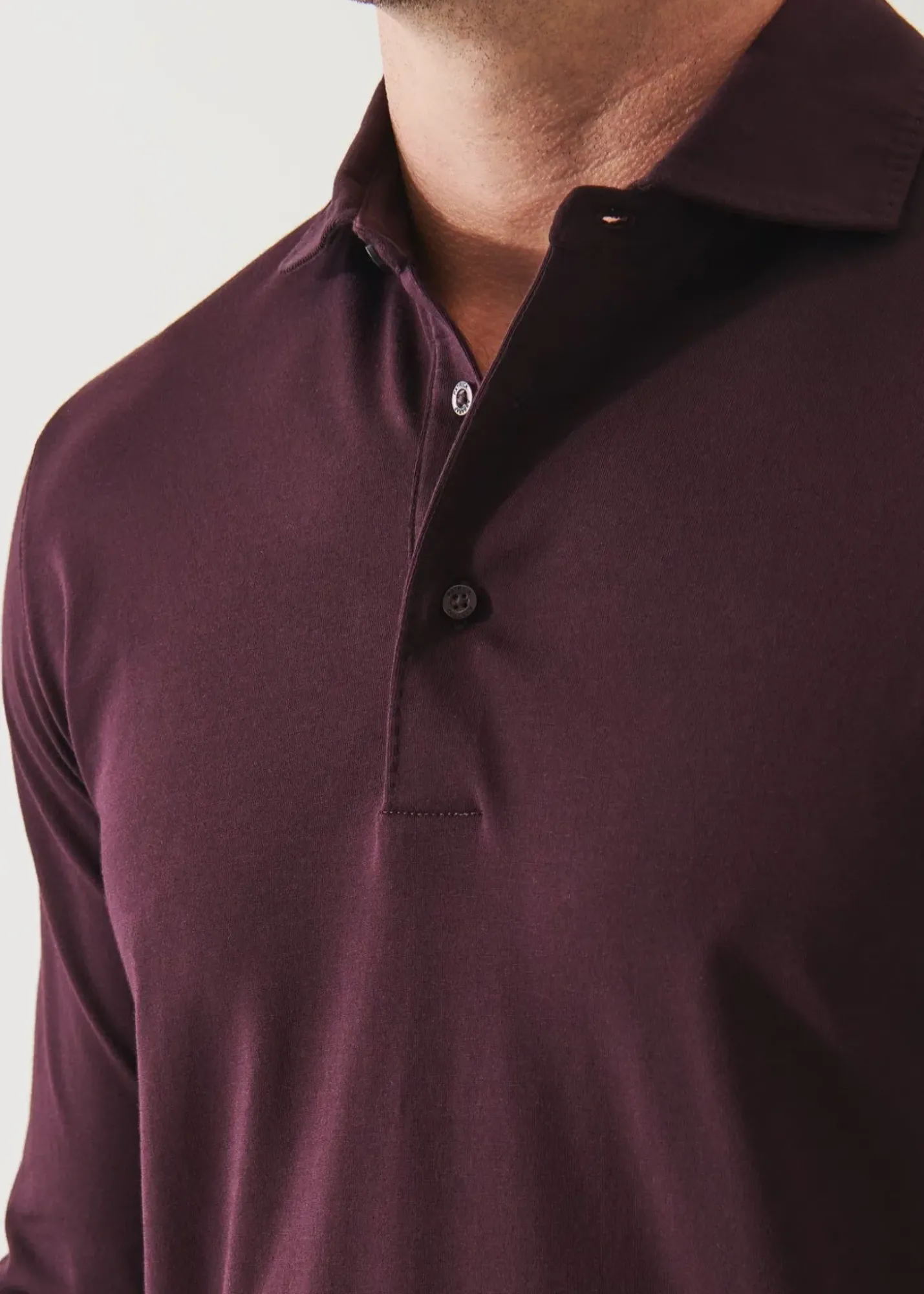 PATRICK ASSARAF Pima Cotton Stretch Long Sleeve Polo|Men Polos