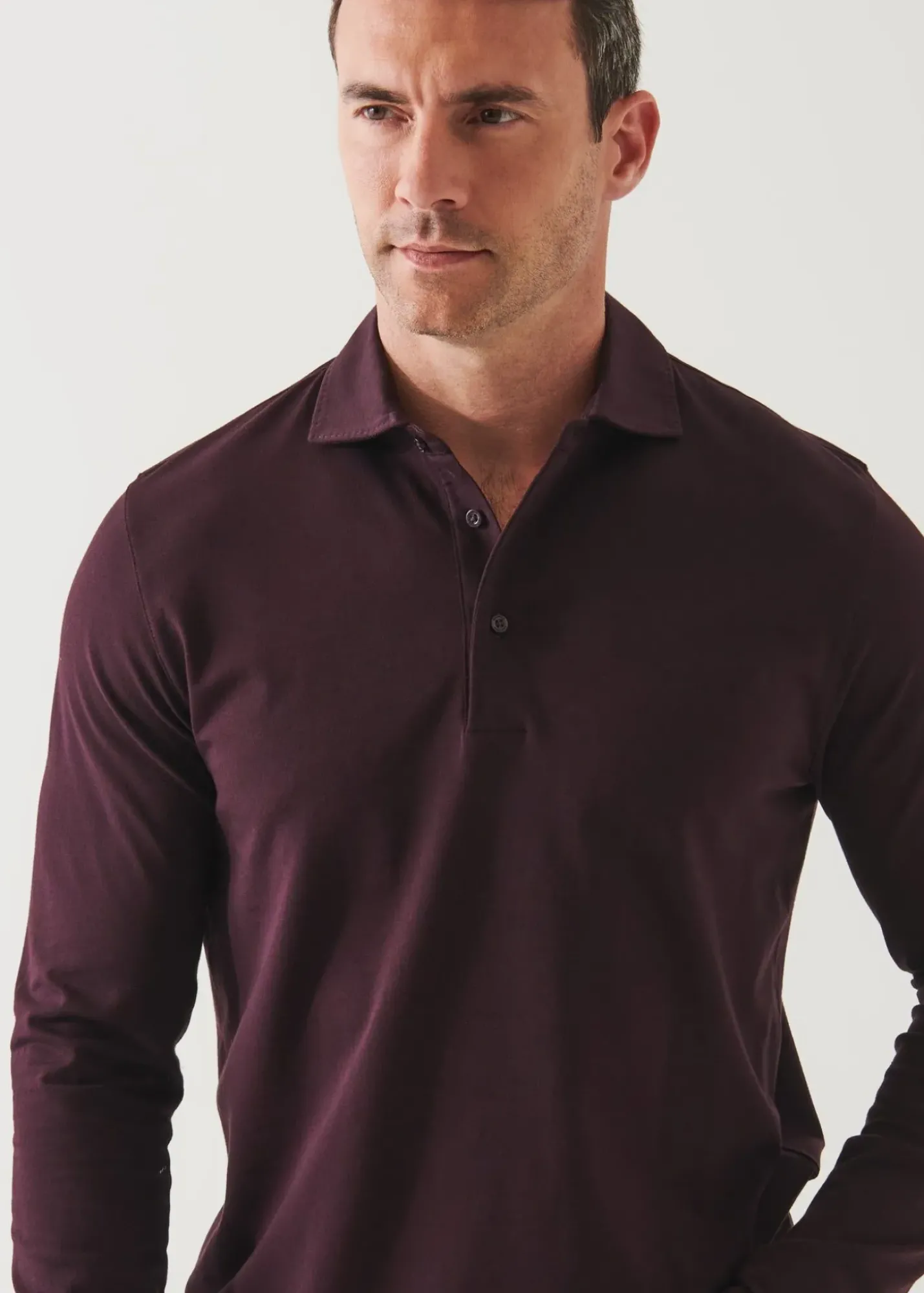 PATRICK ASSARAF Pima Cotton Stretch Long Sleeve Polo|Men Polos