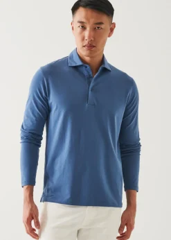PATRICK ASSARAF Pima Cotton Stretch Long Sleeve Polo|Men Polos