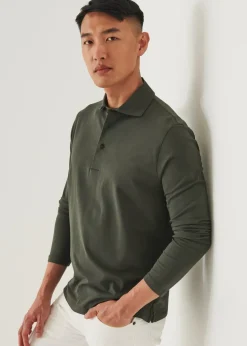 PATRICK ASSARAF Pima Cotton Stretch Long Sleeve Polo|Men Polos