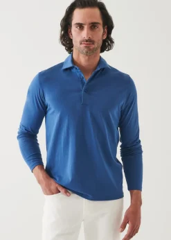 PATRICK ASSARAF Pima Cotton Stretch Long Sleeve Polo|Men Polos