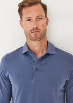 PATRICK ASSARAF Pima Cotton Stretch Long Sleeve Polo|Men Polos