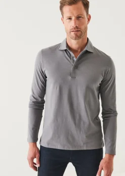 PATRICK ASSARAF Pima Cotton Stretch Long Sleeve Polo|Men Polos