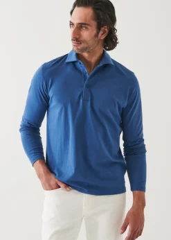 PATRICK ASSARAF Pima Cotton Stretch Long Sleeve Polo|Men Polos