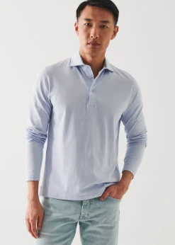 PATRICK ASSARAF Pima Cotton Stretch Long Sleeve Polo|Men Polos
