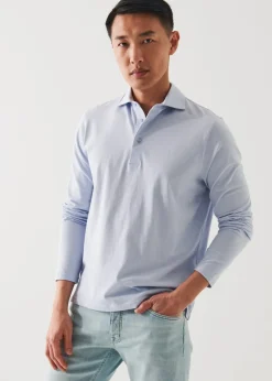 PATRICK ASSARAF Pima Cotton Stretch Long Sleeve Polo|Men Polos