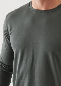 PATRICK ASSARAF Pima Cotton Stretch Long Sleeve T-Shirt|Men T-Shirts