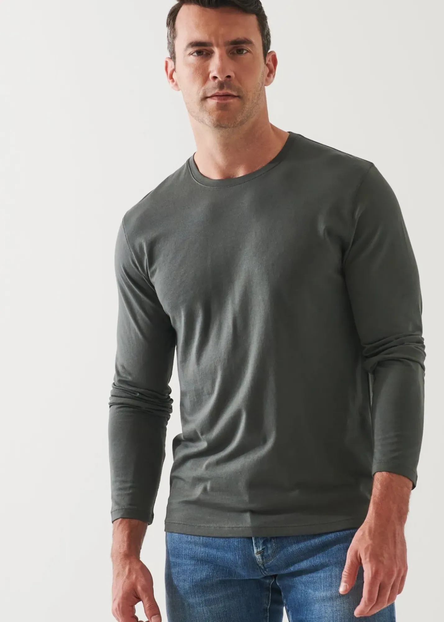 PATRICK ASSARAF Pima Cotton Stretch Long Sleeve T-Shirt|Men T-Shirts