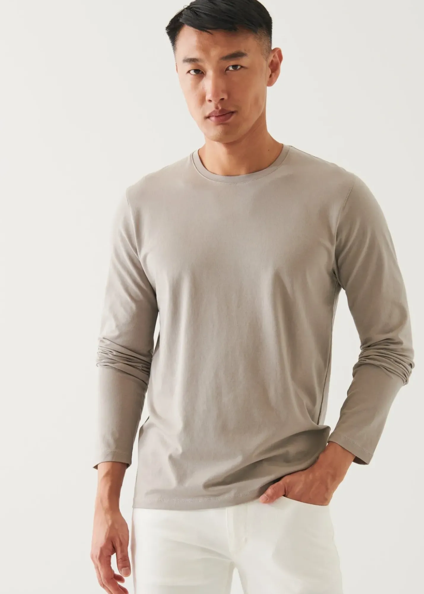 PATRICK ASSARAF Pima Cotton Stretch Long Sleeve T-Shirt|Men T-Shirts