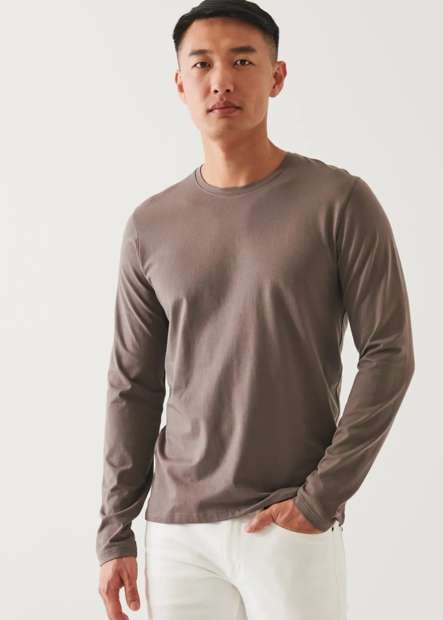 PATRICK ASSARAF Pima Cotton Stretch Long Sleeve T-Shirt|Men T-Shirts
