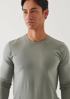 PATRICK ASSARAF Pima Cotton Stretch Long Sleeve T-Shirt|Men T-Shirts