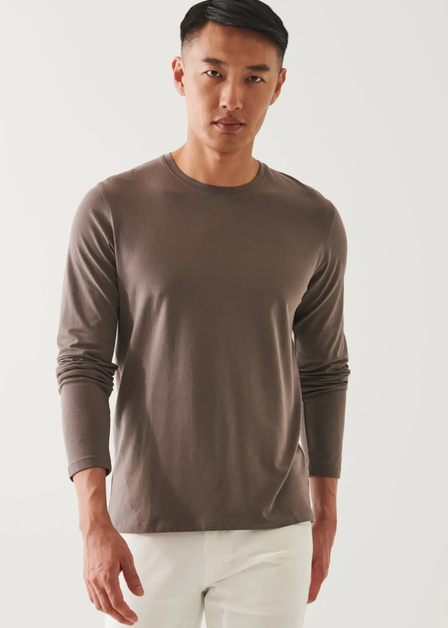 PATRICK ASSARAF Pima Cotton Stretch Long Sleeve T-Shirt|Men T-Shirts