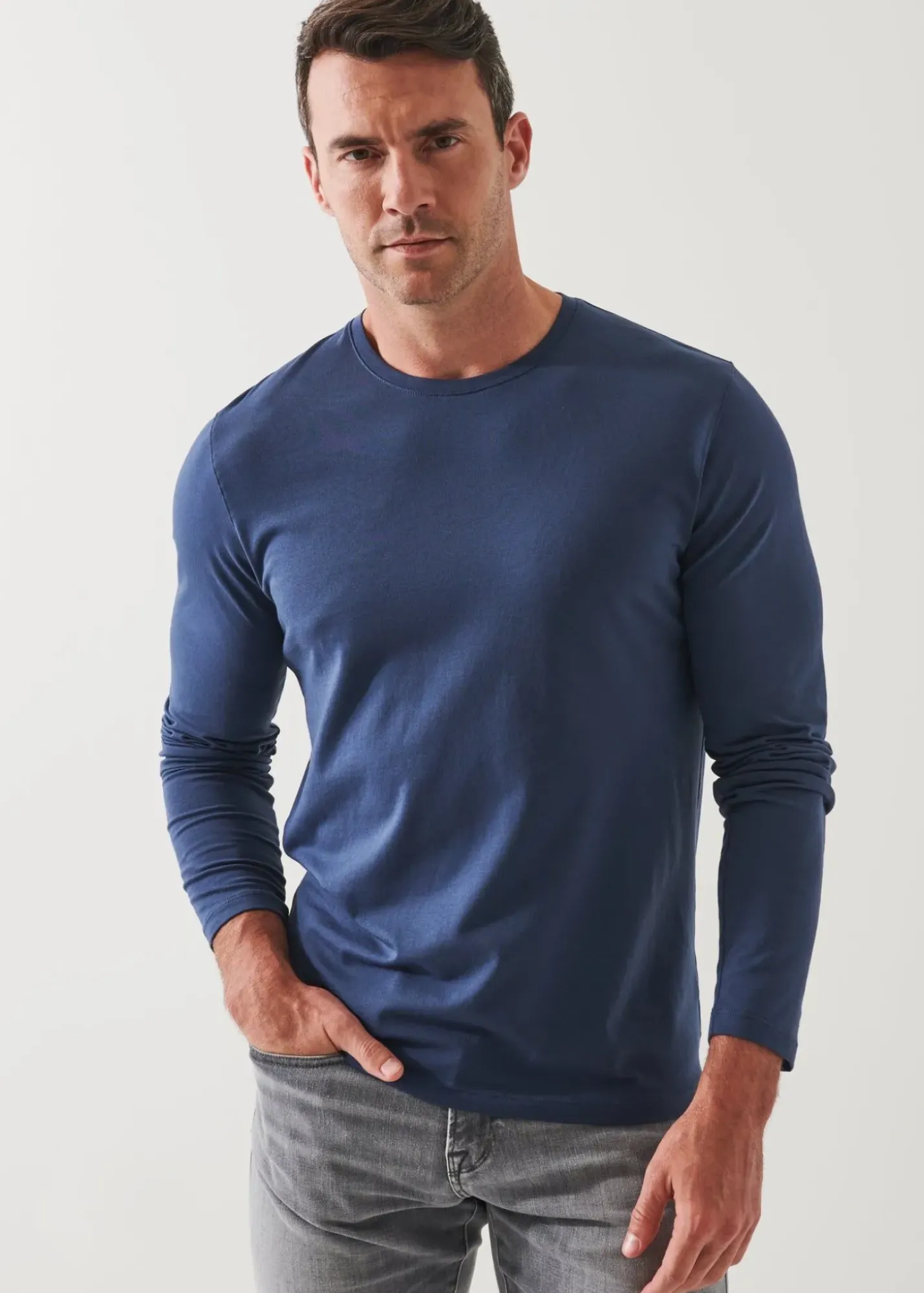 PATRICK ASSARAF Pima Cotton Stretch Long Sleeve T-Shirt|Men T-Shirts