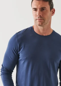 PATRICK ASSARAF Pima Cotton Stretch Long Sleeve T-Shirt|Men T-Shirts