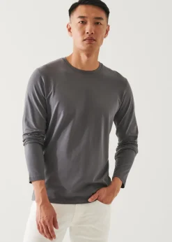 PATRICK ASSARAF Pima Cotton Stretch Long Sleeve T-Shirt|Men T-Shirts