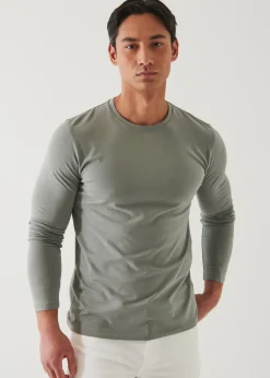 PATRICK ASSARAF Pima Cotton Stretch Long Sleeve T-Shirt|Men T-Shirts