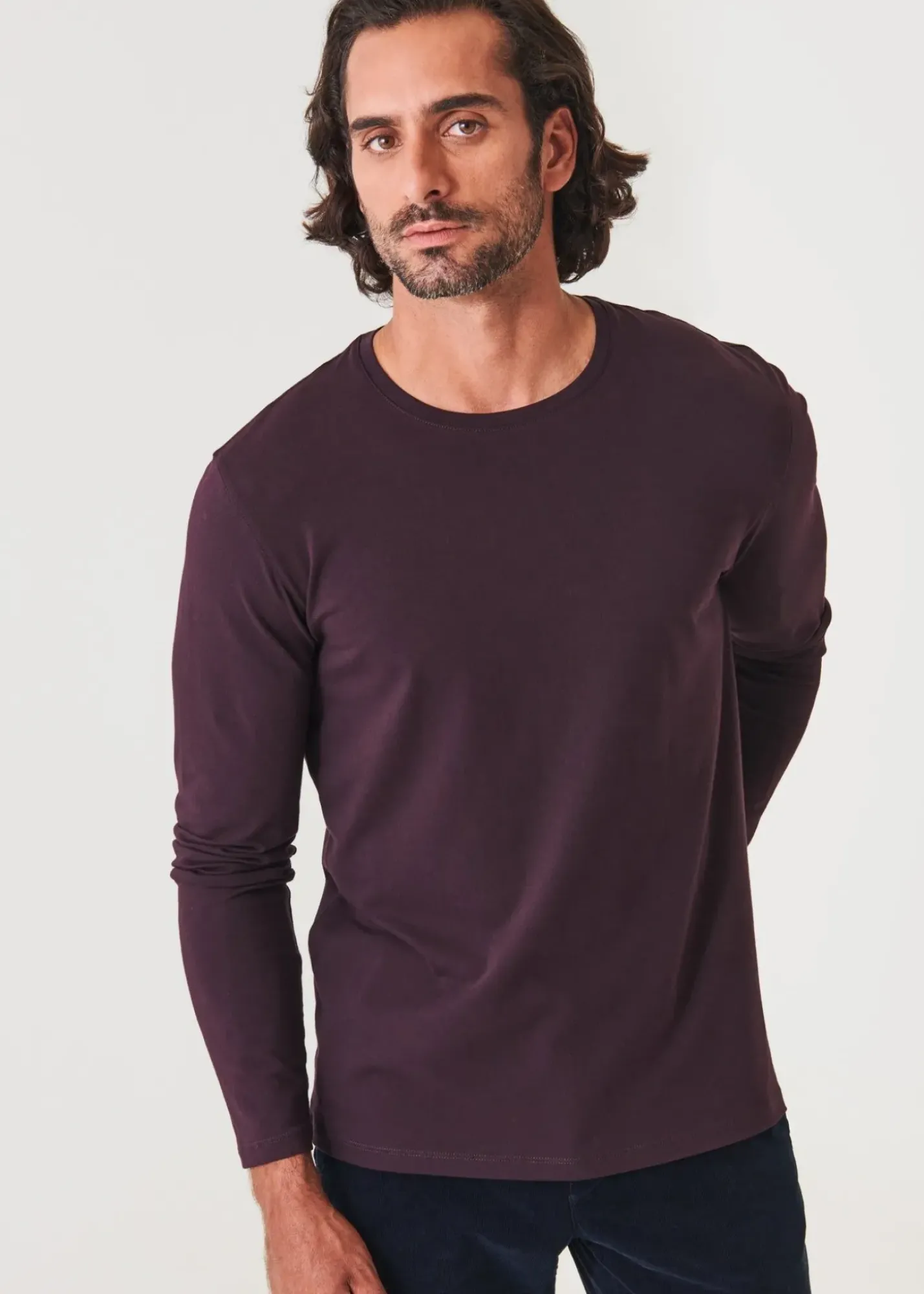 PATRICK ASSARAF Pima Cotton Stretch Long Sleeve T-Shirt|Men T-Shirts