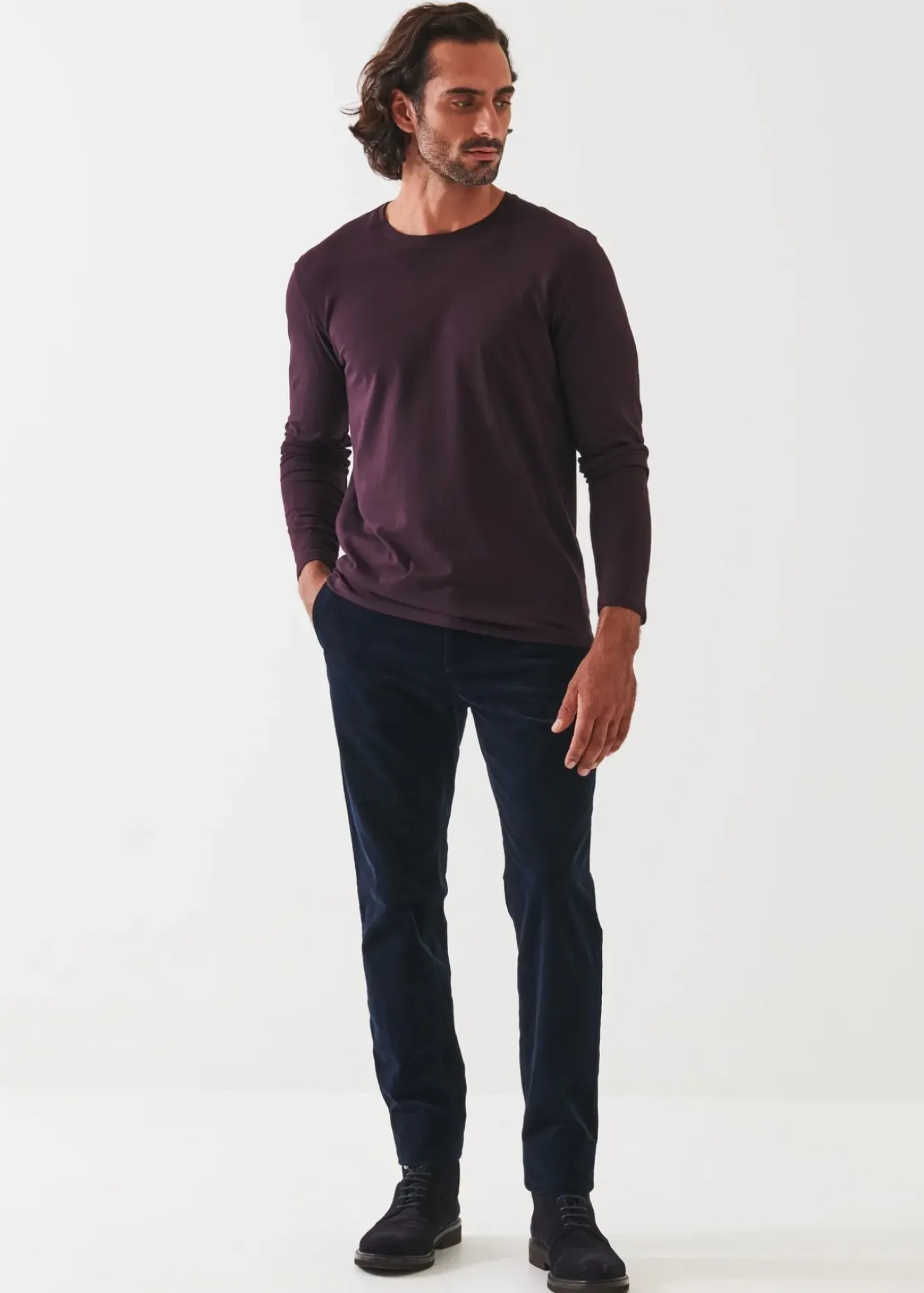 PATRICK ASSARAF Pima Cotton Stretch Long Sleeve T-Shirt|Men T-Shirts