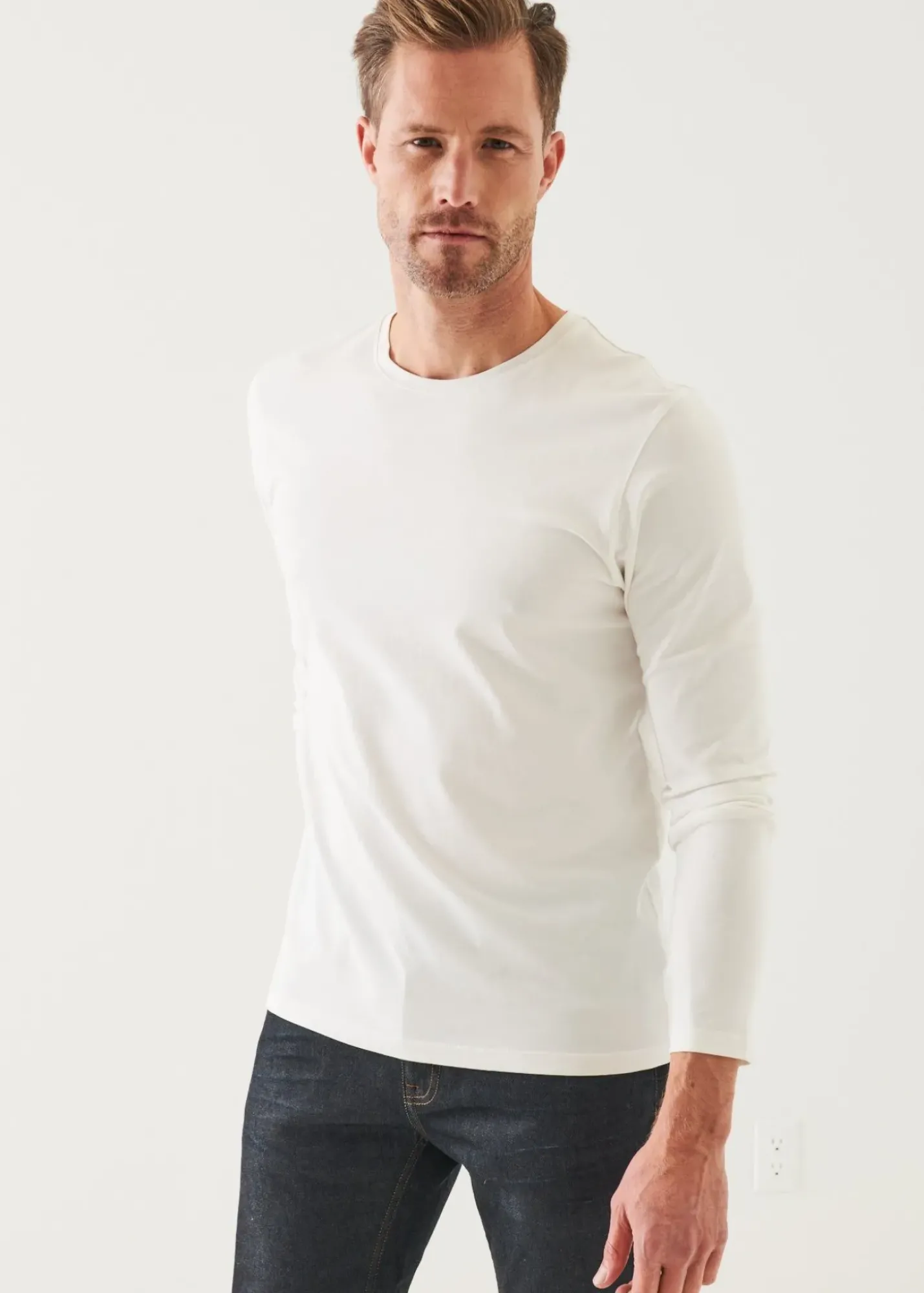 PATRICK ASSARAF Pima Cotton Stretch Long Sleeve T-Shirt|Men T-Shirts