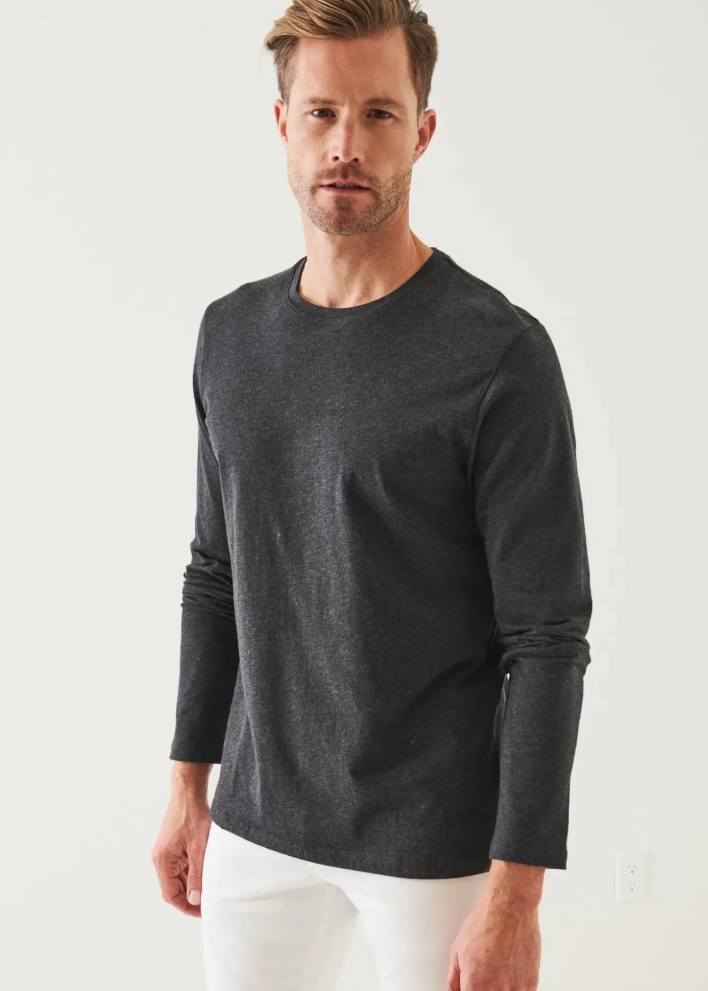 PATRICK ASSARAF Pima Cotton Stretch Long Sleeve T-Shirt|Men T-Shirts