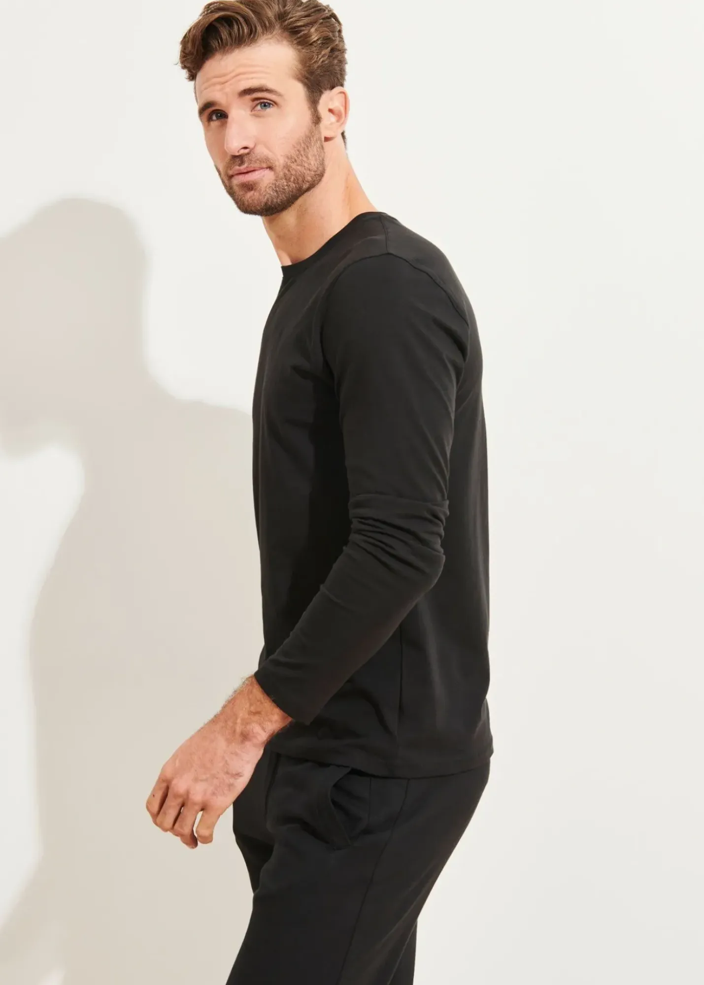 PATRICK ASSARAF Pima Cotton Stretch Long Sleeve T-Shirt|Men T-Shirts