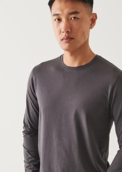 PATRICK ASSARAF Pima Cotton Stretch Long Sleeve T-Shirt|Men T-Shirts