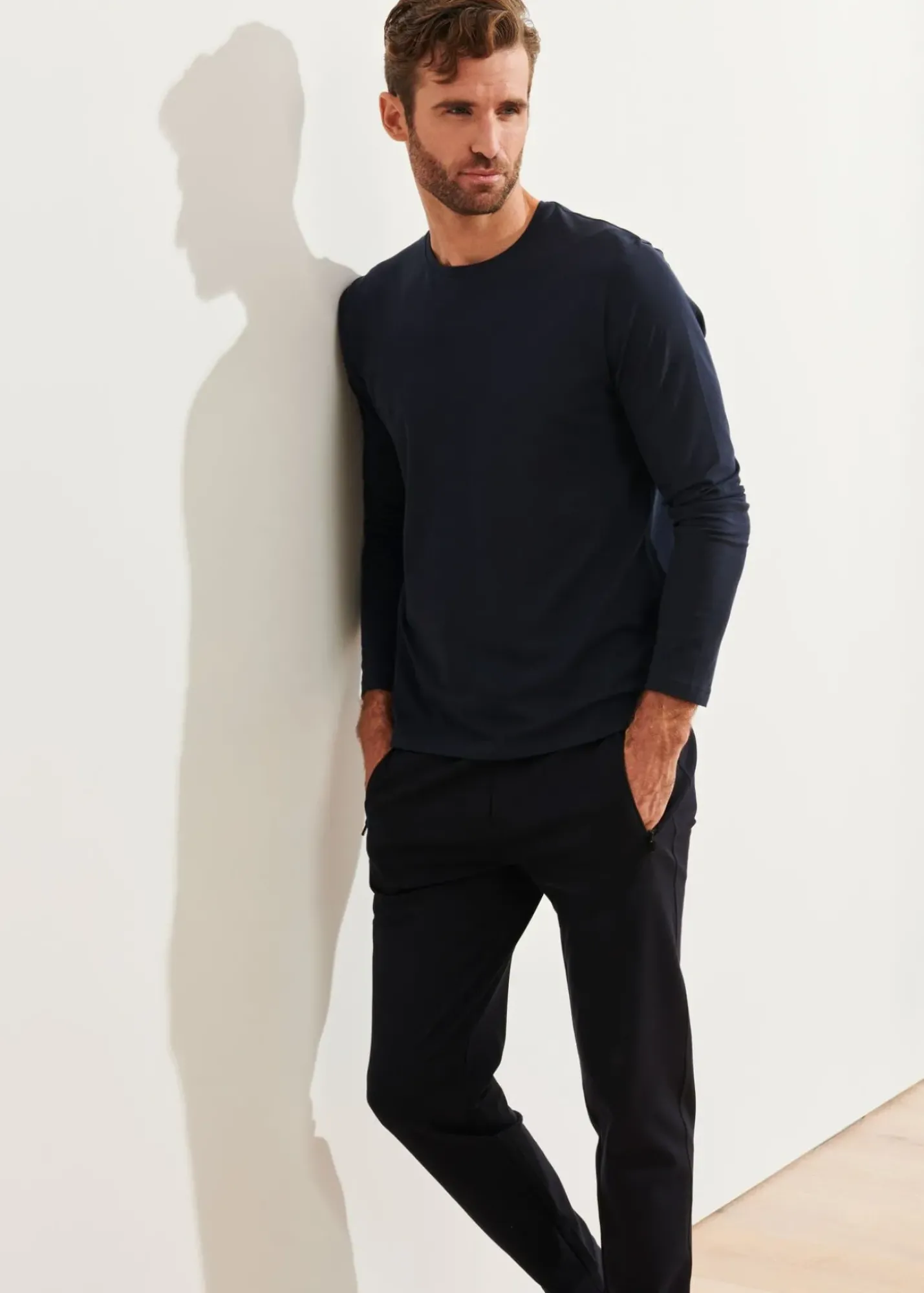 PATRICK ASSARAF Pima Cotton Stretch Long Sleeve T-Shirt|Men T-Shirts