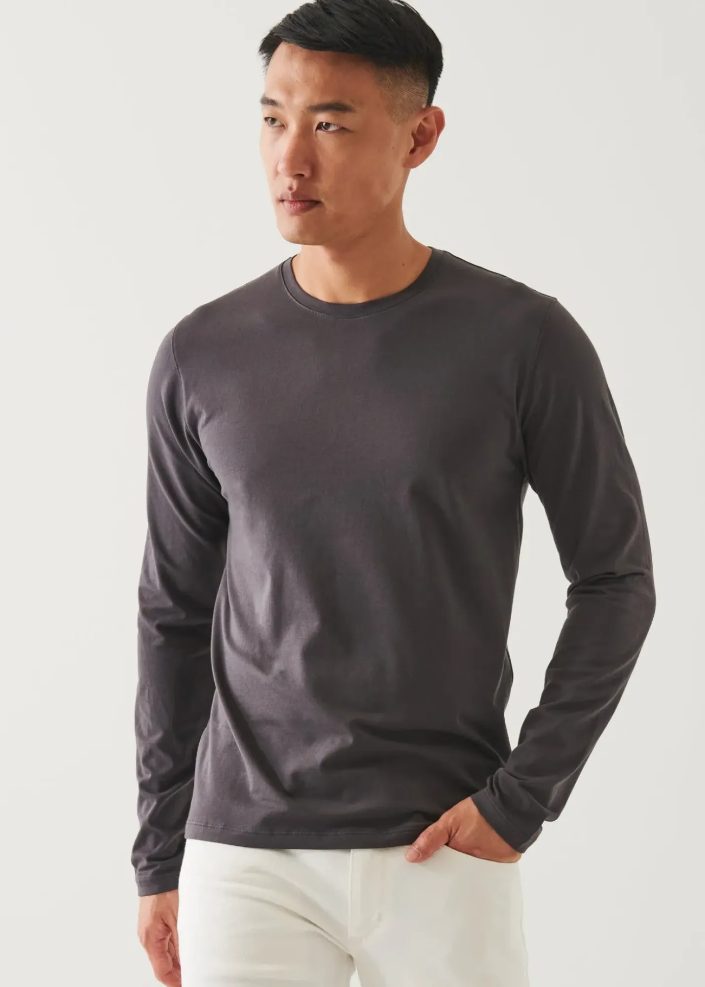 PATRICK ASSARAF Pima Cotton Stretch Long Sleeve T-Shirt|Men T-Shirts