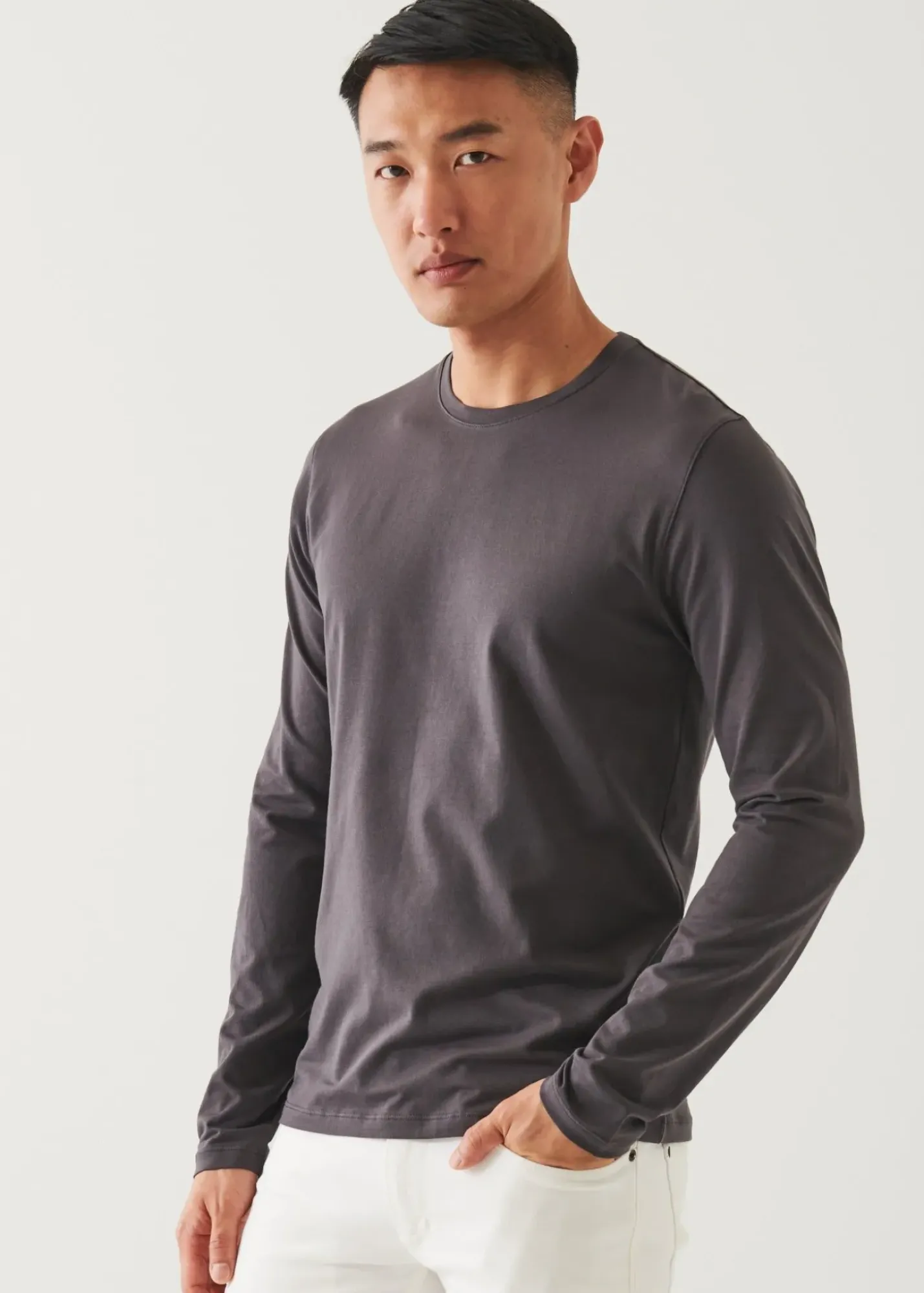 PATRICK ASSARAF Pima Cotton Stretch Long Sleeve T-Shirt|Men T-Shirts