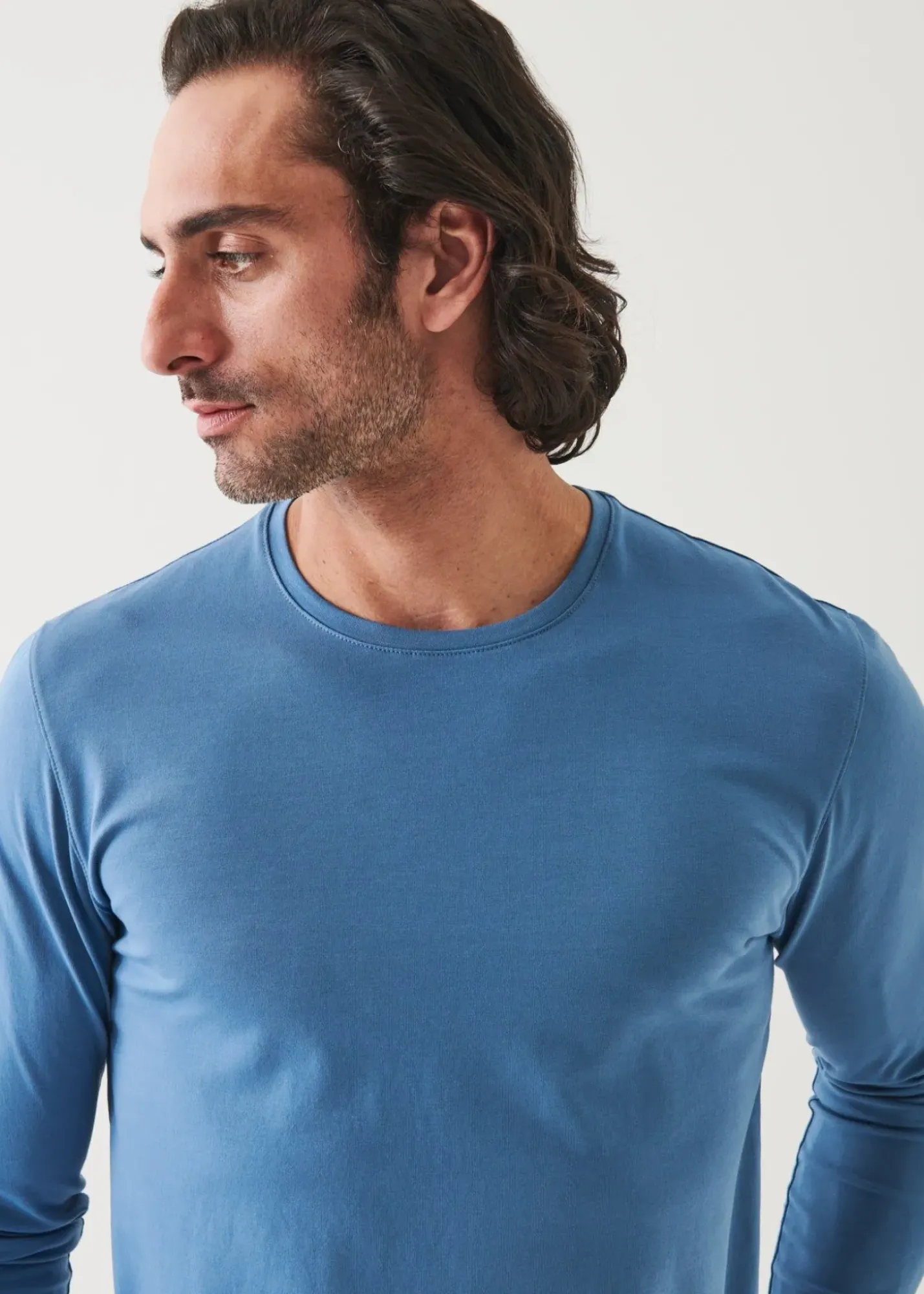 PATRICK ASSARAF Pima Cotton Stretch Long Sleeve T-Shirt|Men T-Shirts