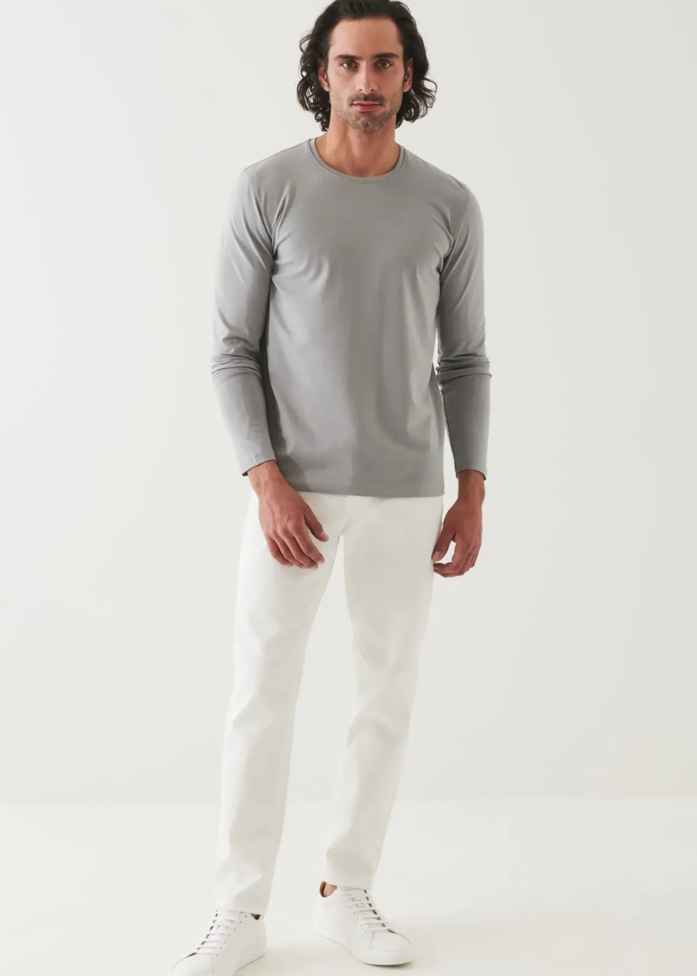 PATRICK ASSARAF Pima Cotton Stretch Long Sleeve T-Shirt|Men T-Shirts