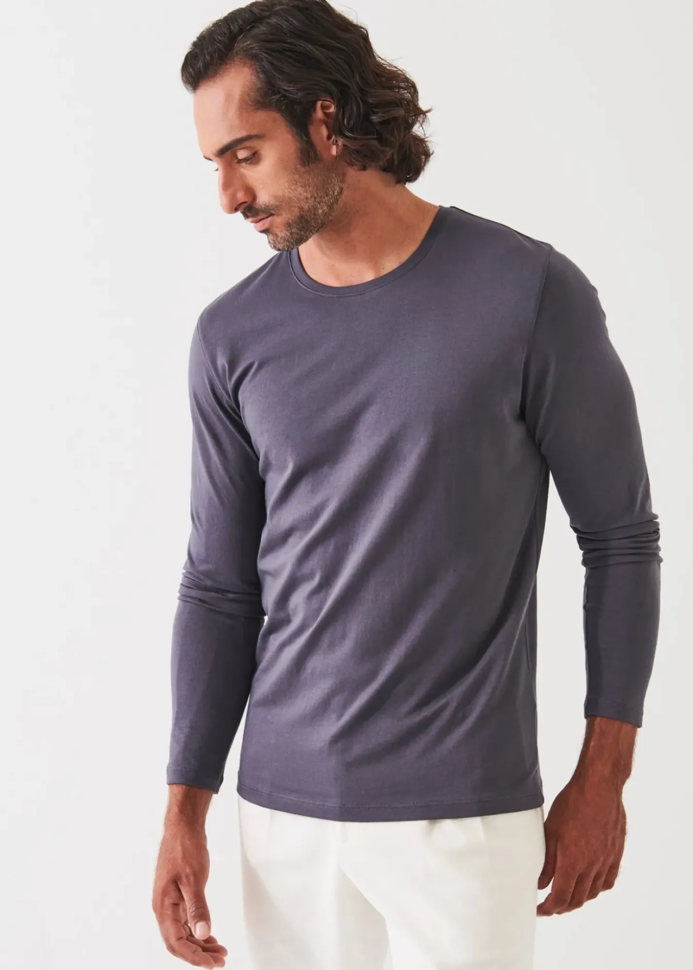 PATRICK ASSARAF Pima Cotton Stretch Long Sleeve T-Shirt|Men T-Shirts