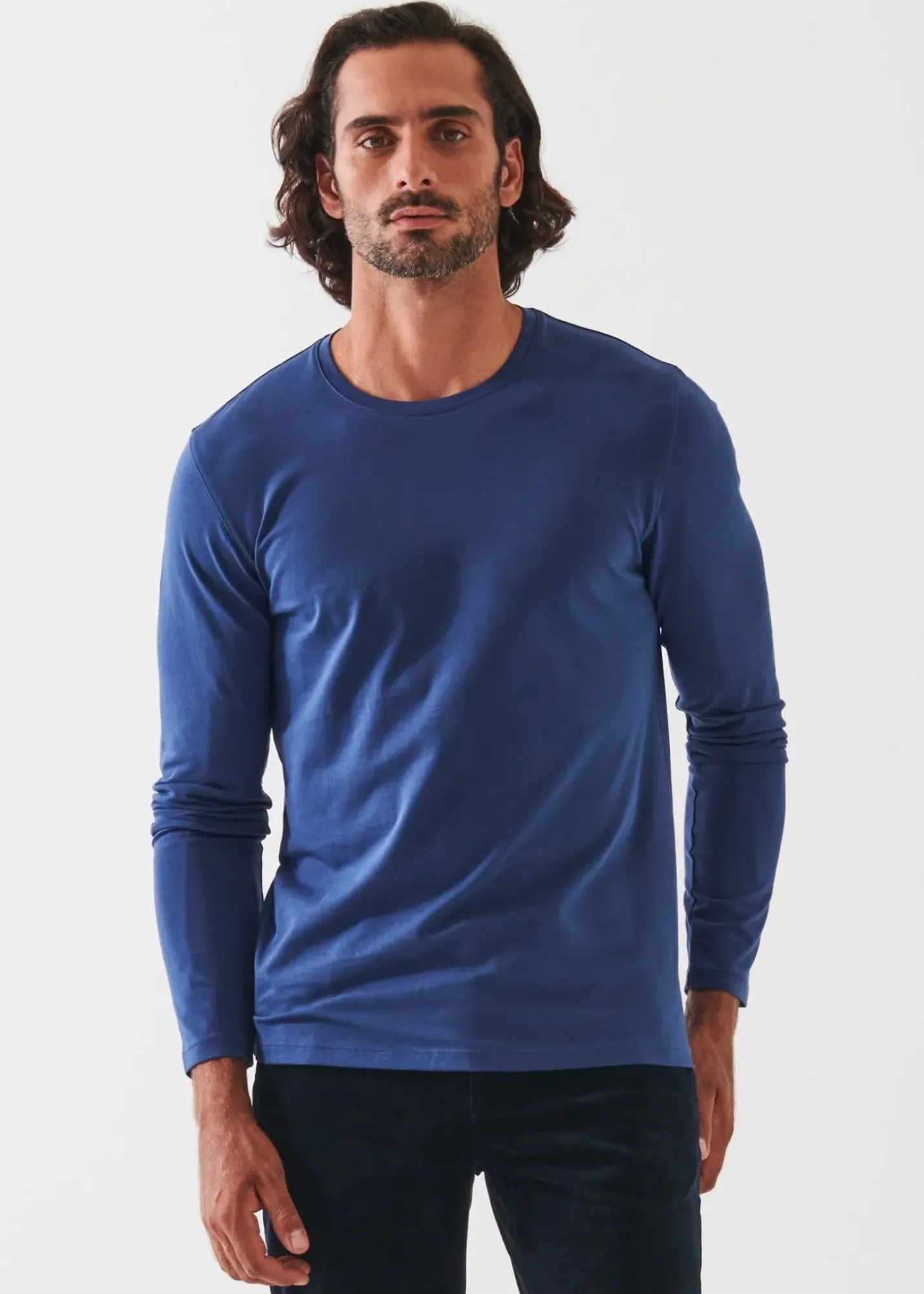PATRICK ASSARAF Pima Cotton Stretch Long Sleeve T-Shirt|Men T-Shirts