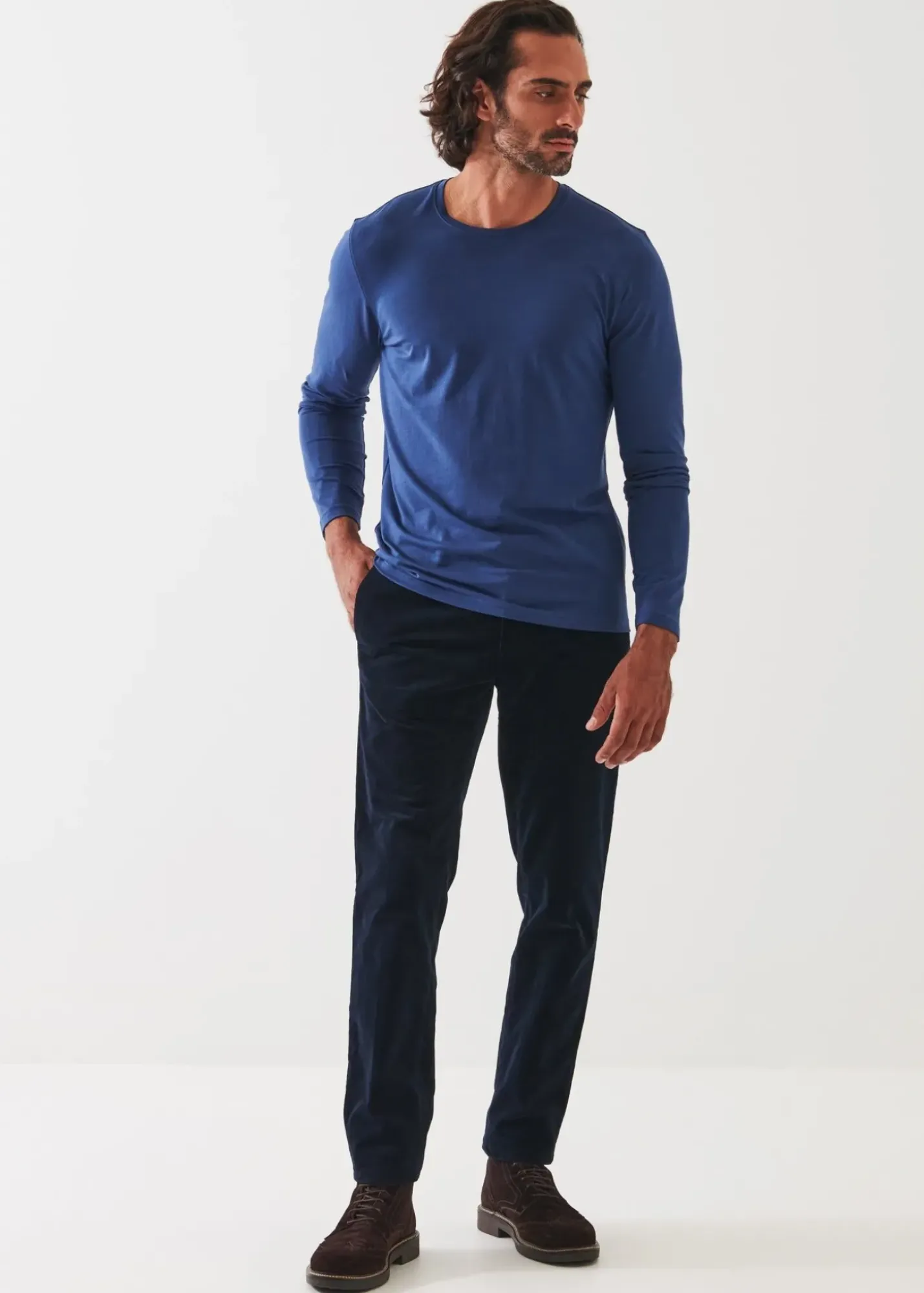 PATRICK ASSARAF Pima Cotton Stretch Long Sleeve T-Shirt|Men T-Shirts